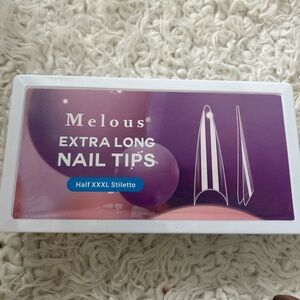 NEW Melous 500pcs clear gel tips stiletto 1/2 moon extra long tips HG001